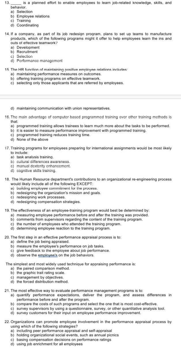 answer these MCQS i. i a training eveni inciudes