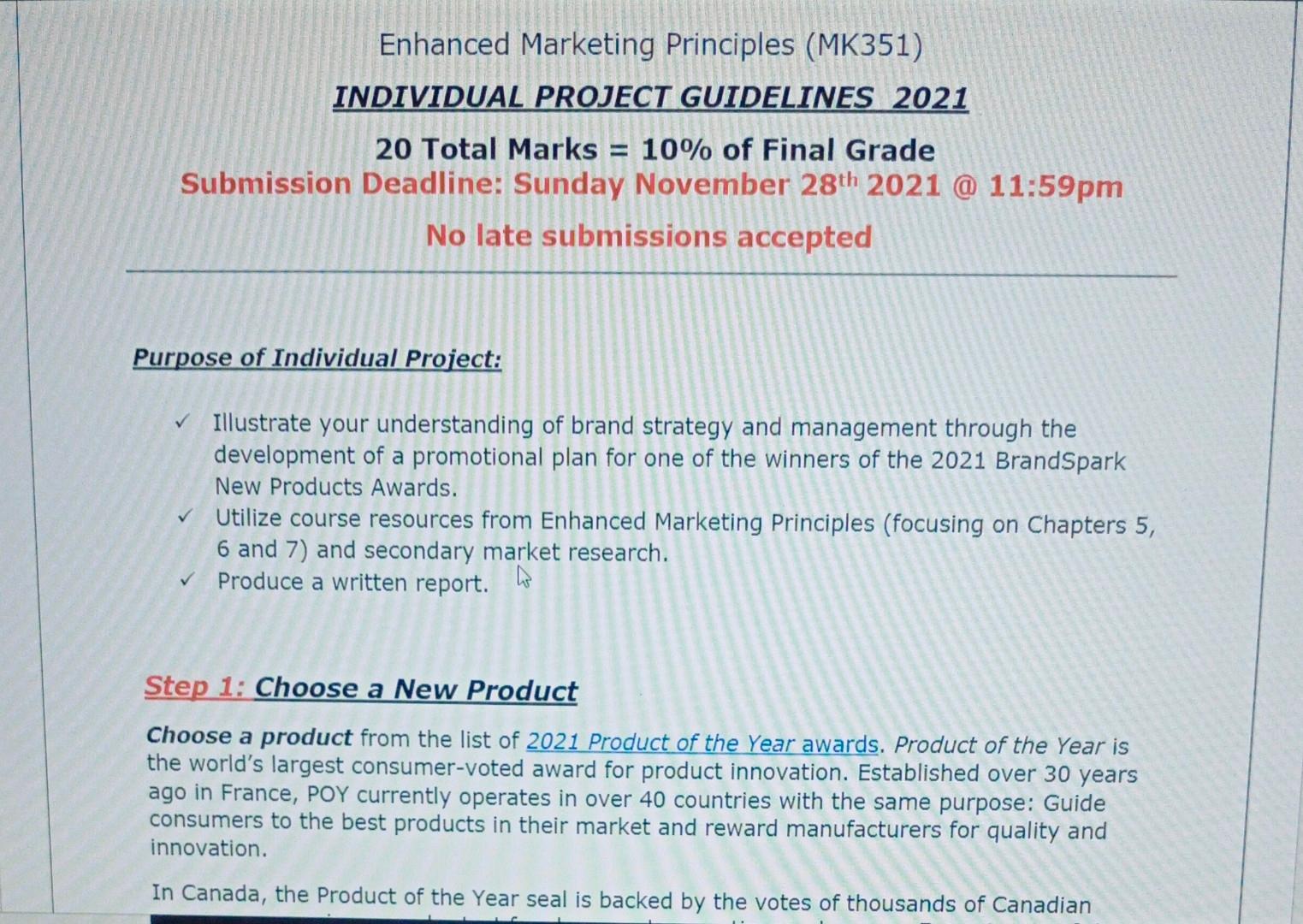 Enhanced Marketing Principles (MK351) INDIVIDUAL