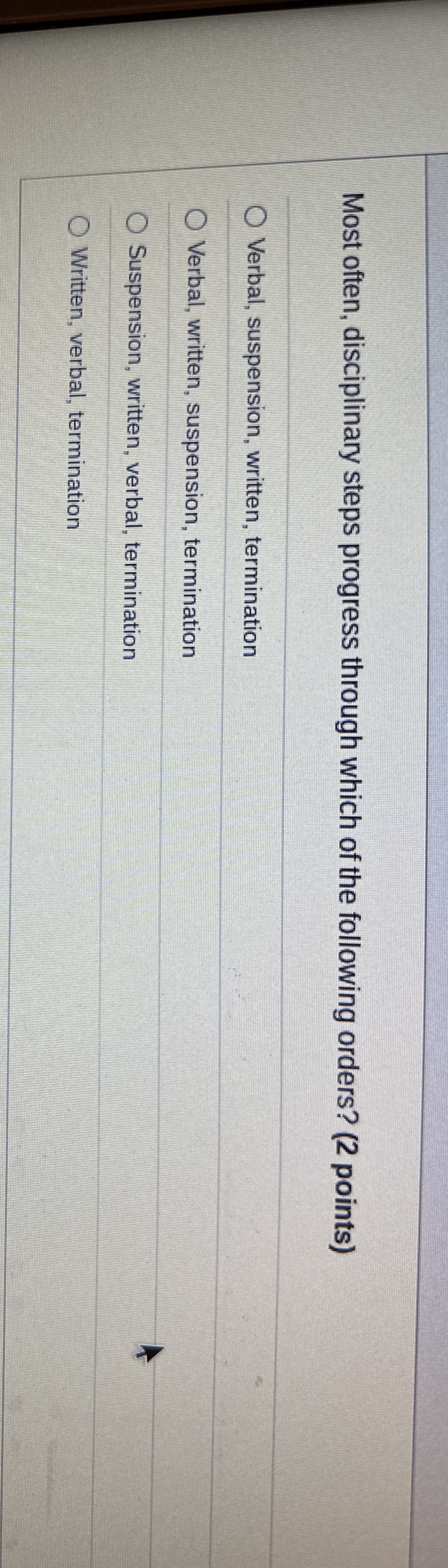 Most often, disciplinary steps progress through