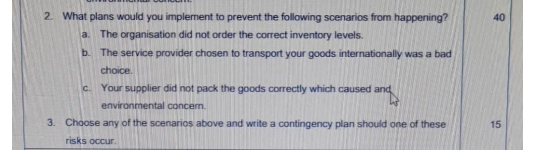 40 a. 2. What plans would you implement to