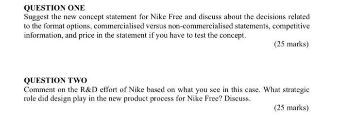 QUESTION ONE Suggest the new concept statement