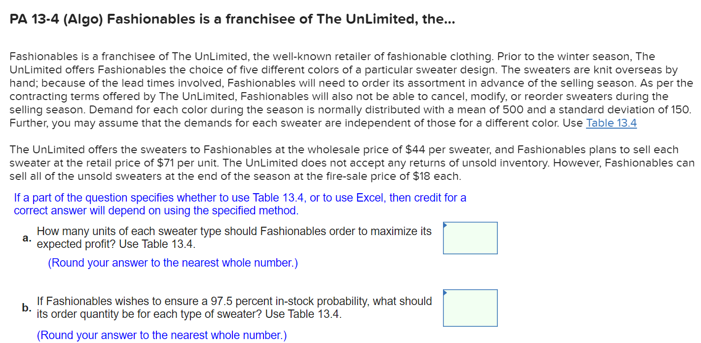 PA 13-4 (Algo) Fashionables is a franchisee of