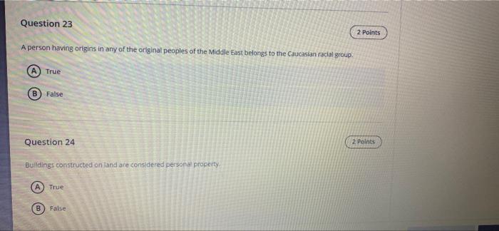 help please Question 23 2 Points A person having