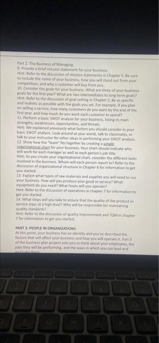 Its to create a business plan and answer these