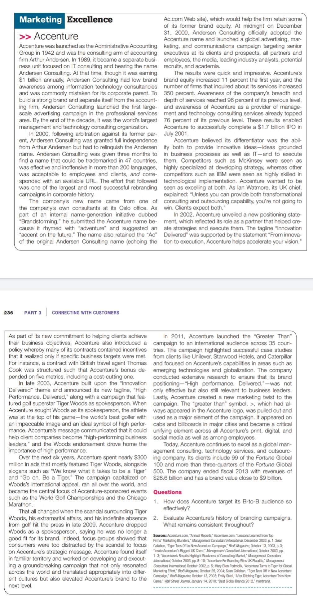 Answer the case questions Marketing Excellence