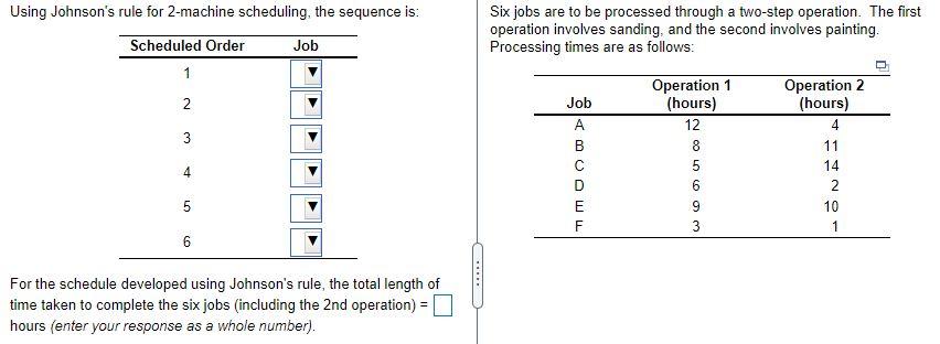 15.4 Using Johnson's rule for 2-machine