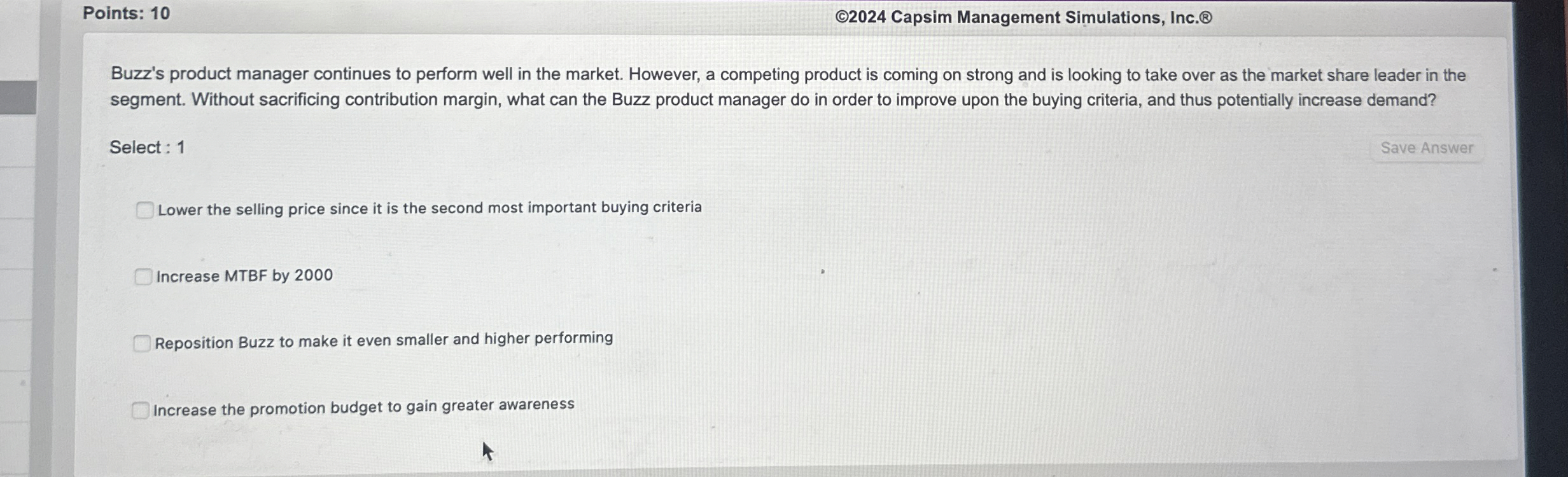 Points: 1 0 ( @ 2 0 2 4 Capsim Management
