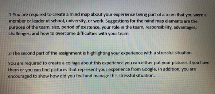 1-You are required to create a mind map about