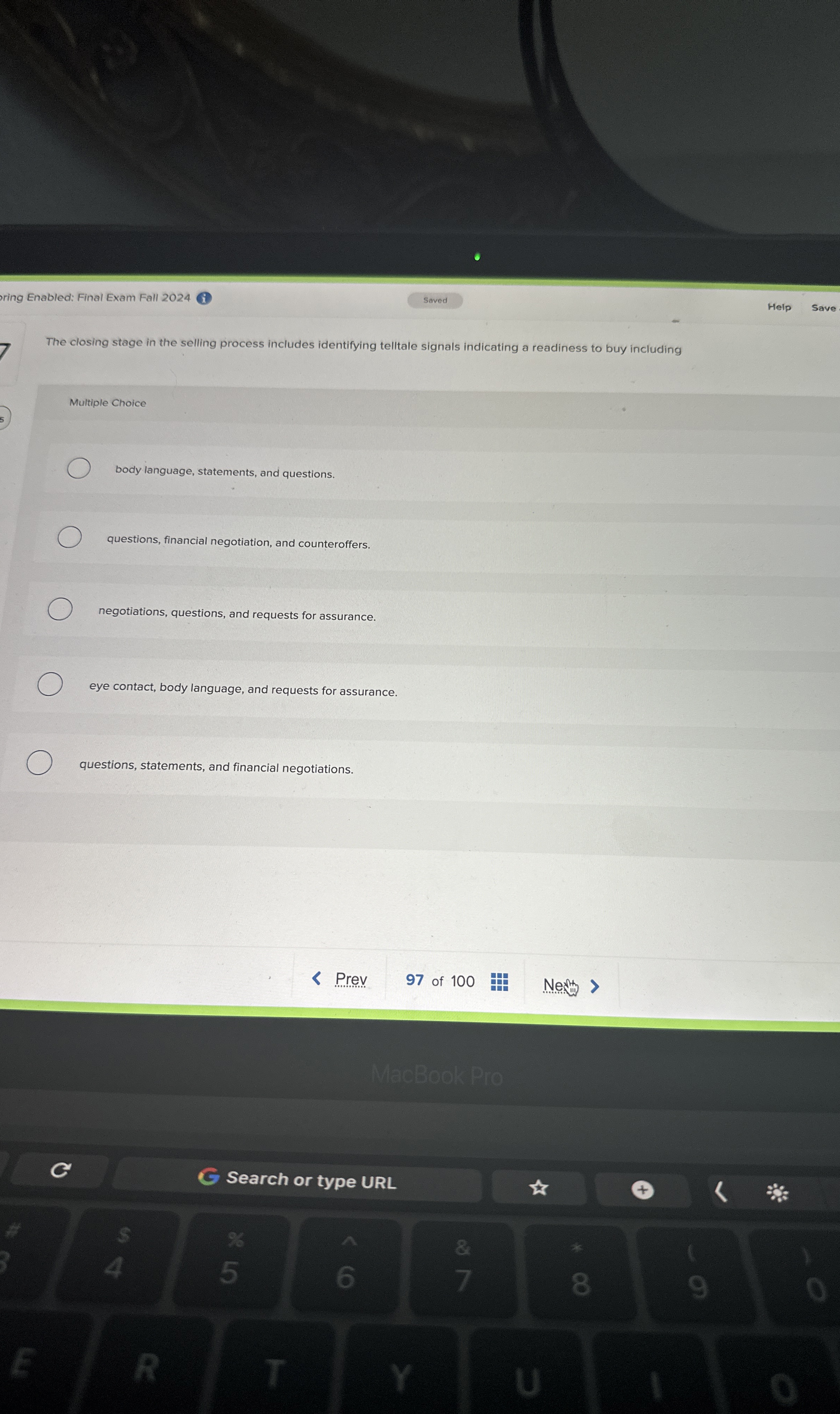 ring Enabled: Final Exam Fall 2 0 2 4 Help Save