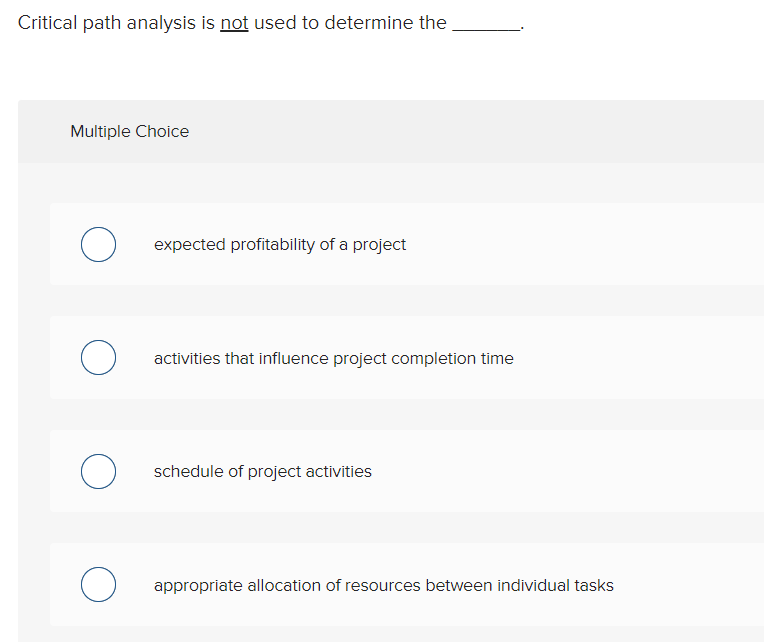 Critical path analysis is not used to determine