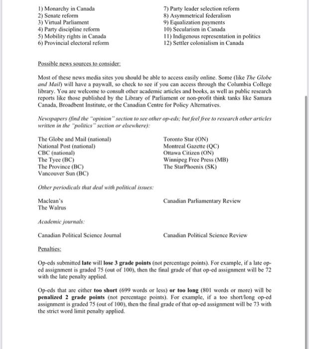 The second op-ed article assignment for this