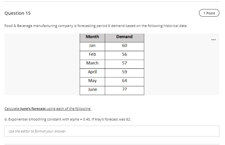 Question 15 1 Point Food & Beverage manufacturing