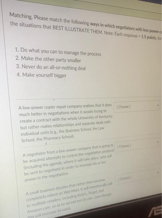 Matching. Please match the following ways in