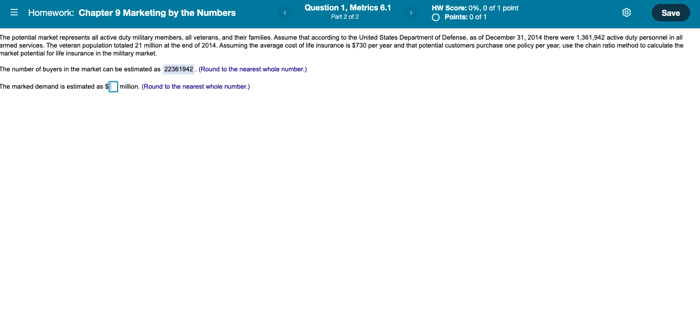 Homework: Chapter 9 Marketing by the Numbers