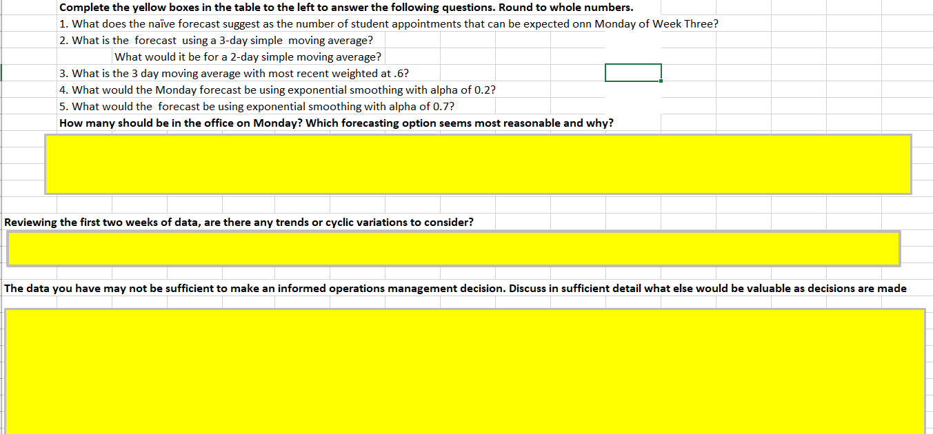 , Forecasting Student Appointments It is time for