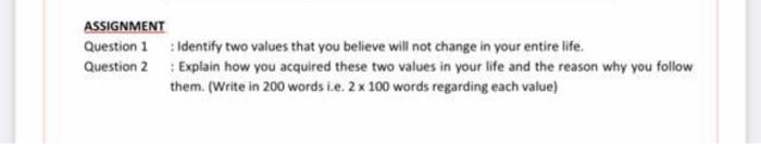 1-Legal values 2-Social values ASSIGNMENT