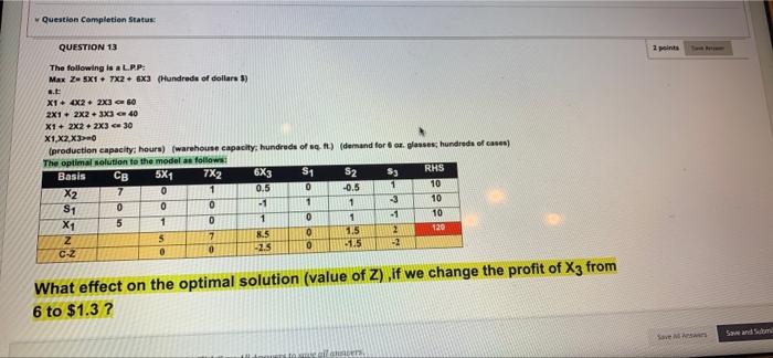 Question Completion Status: QUESTION 13 2 points