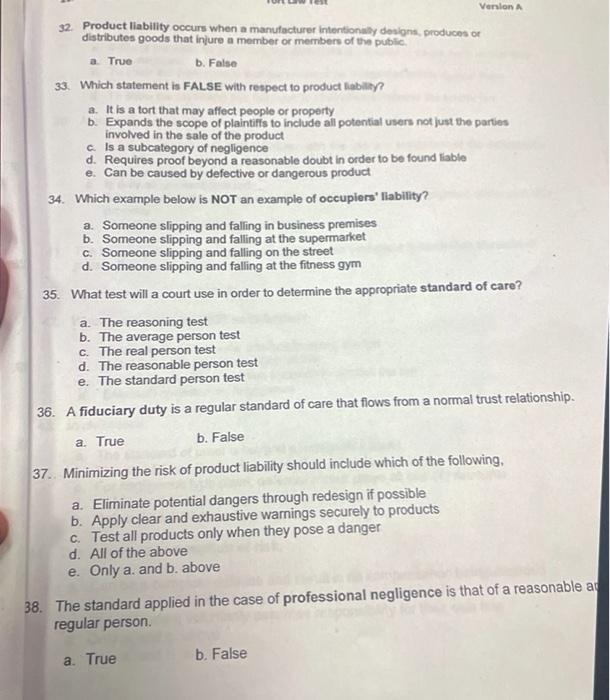 full answer plz Version 32 Product liability