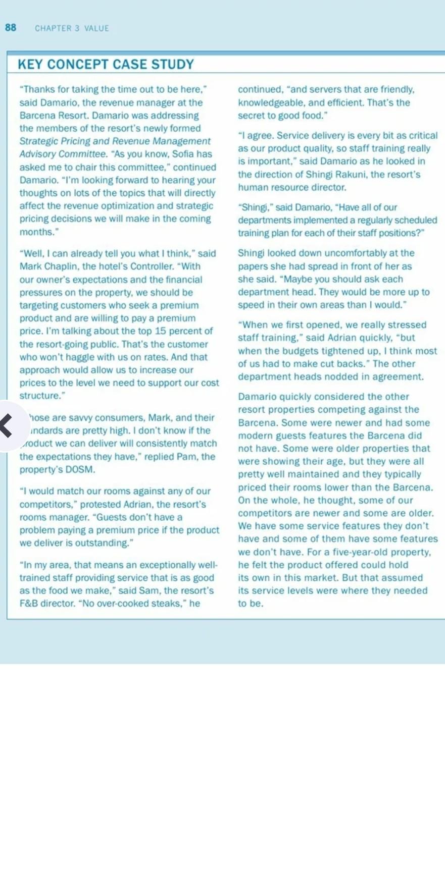 88 CHAPTER 3 VALUE KEY CONCEPT CASE STUDY "Thanks