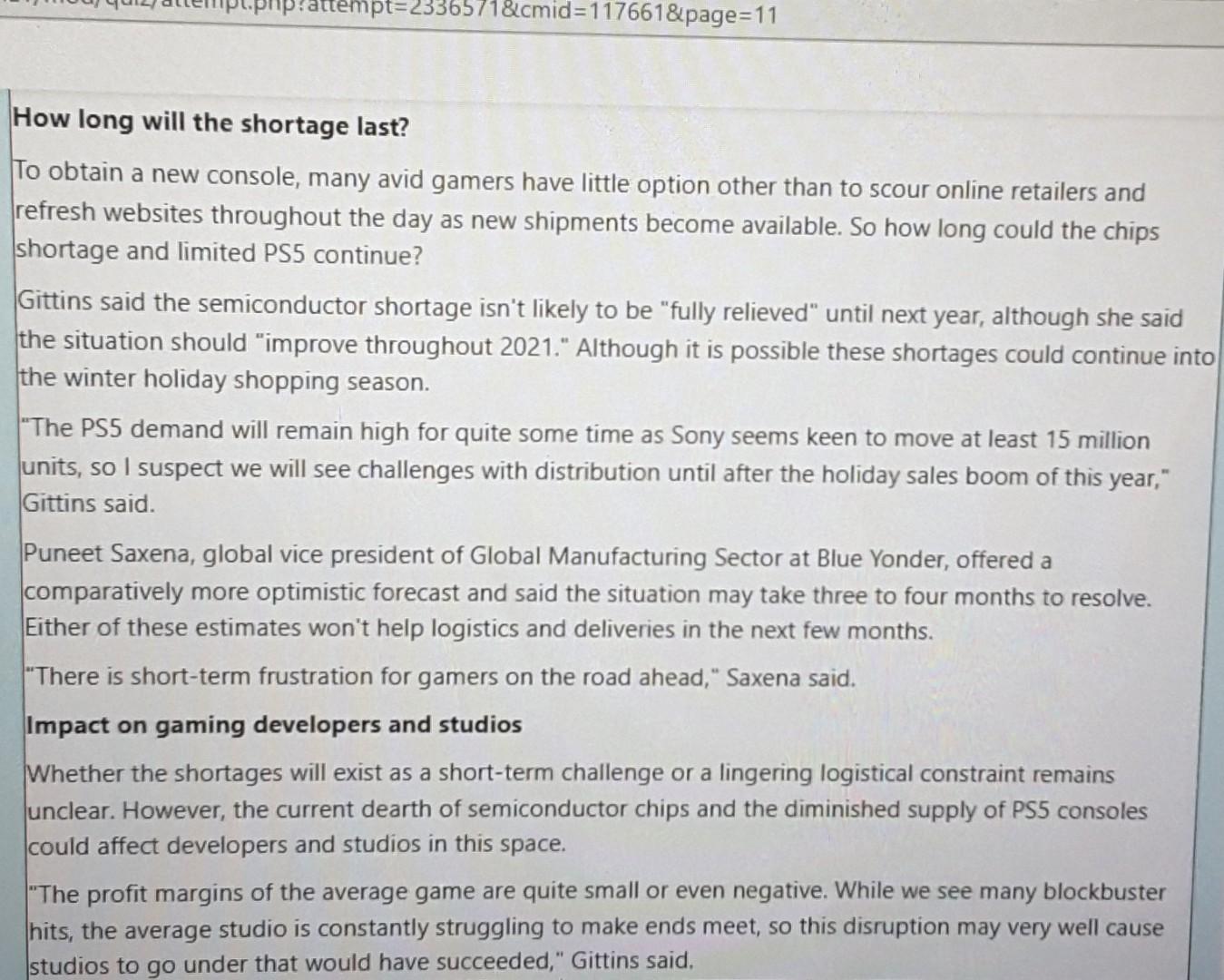 Supply chain management read the case study and