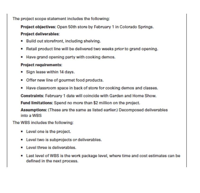 develop Scope baseline of the project? Real World