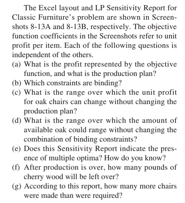 The Classic Furniture Company is trying to deter-