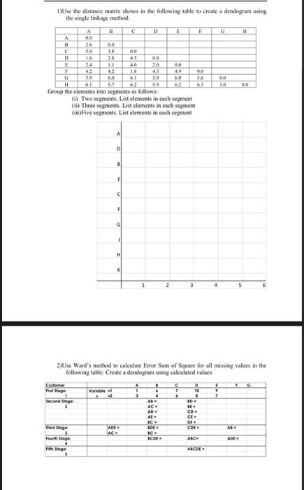 please solve question 1 and 2 1)Use the distance