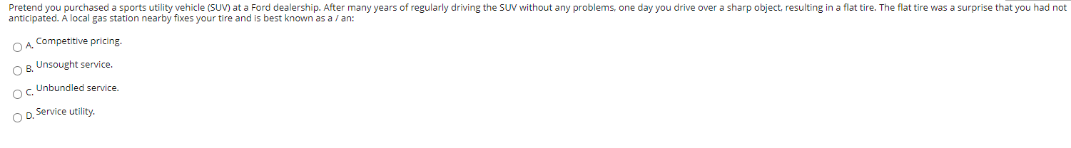 Pretend you purchased a sports utility vehicle