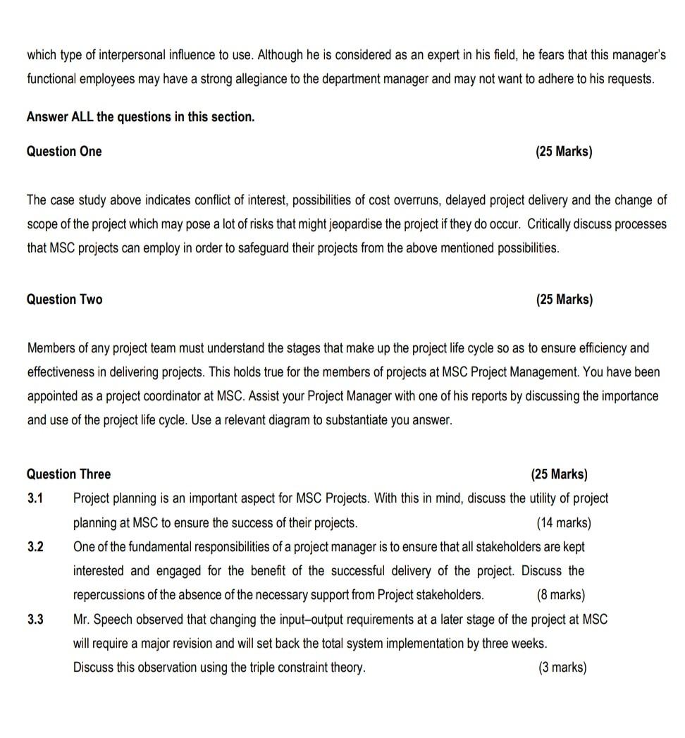 project management HANDLING CONFLICT AT MSC