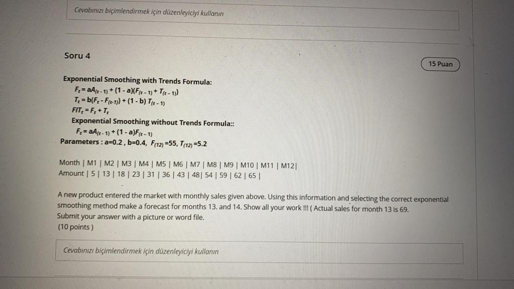 Cevabnz biimlendirmek iin dzenleyiciyi kullann