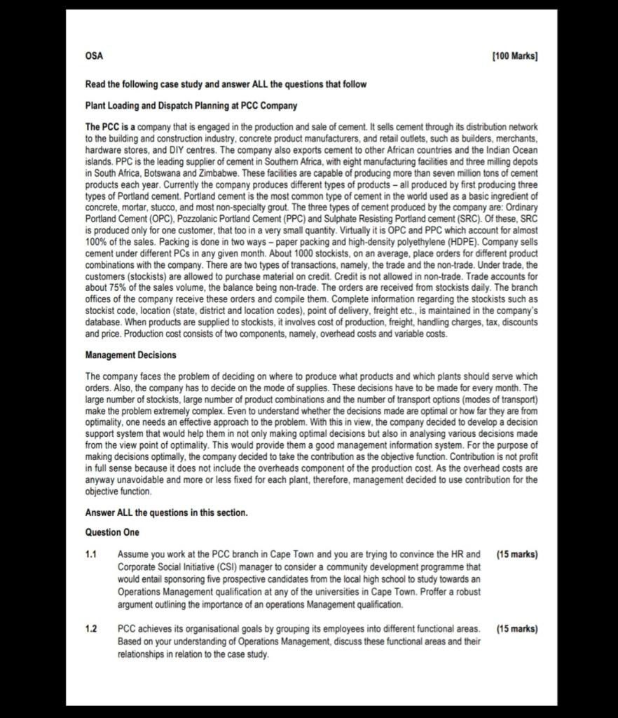 OSA [100 Marks) f these, SRC Read the following