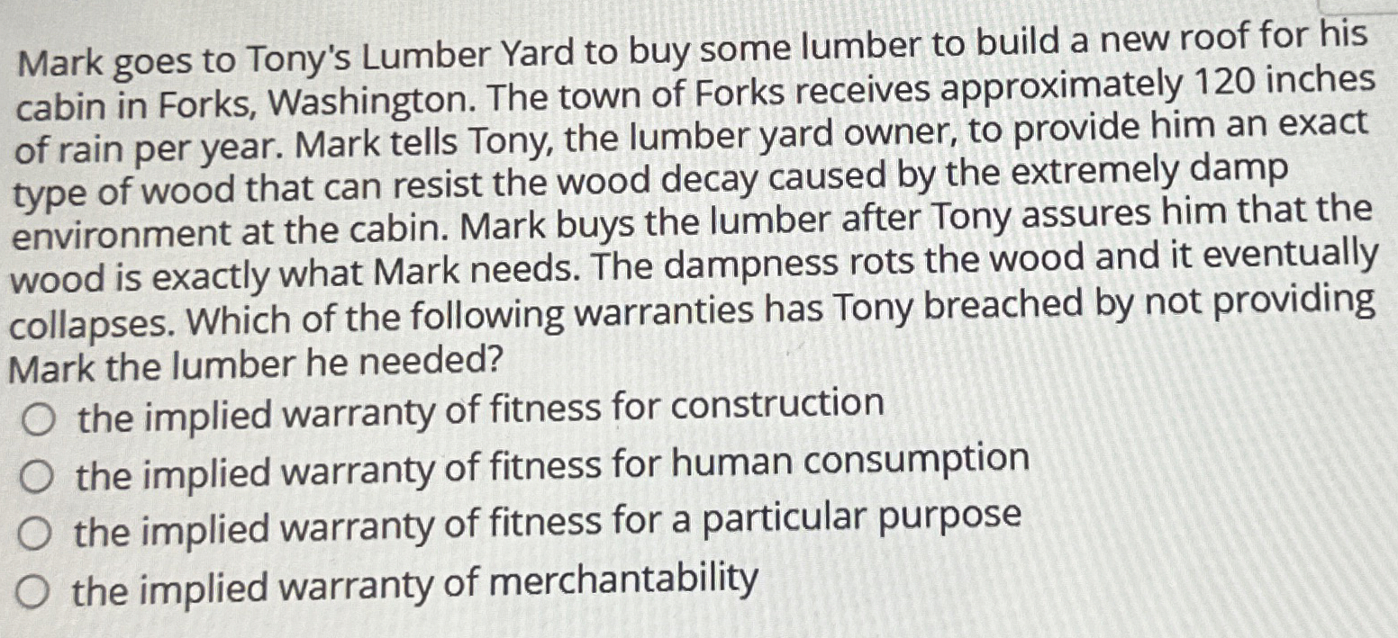 Mark goes to Tony's Lumber Yard to buy some
