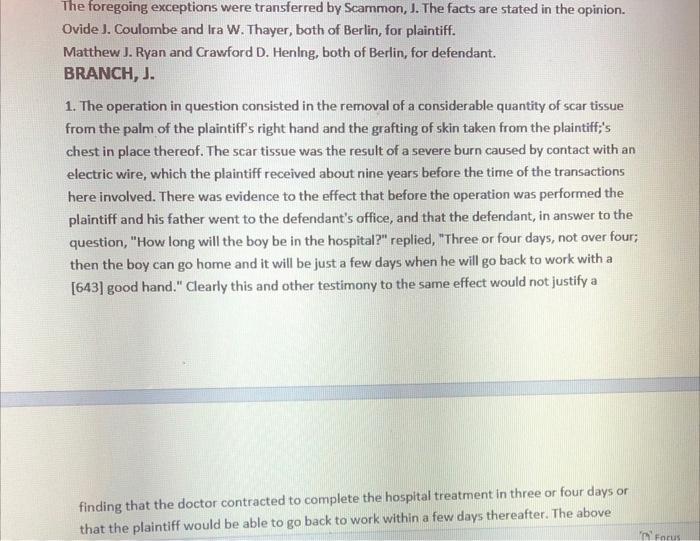 case study ( Business law) 146 A. 641 HAWKINS v.