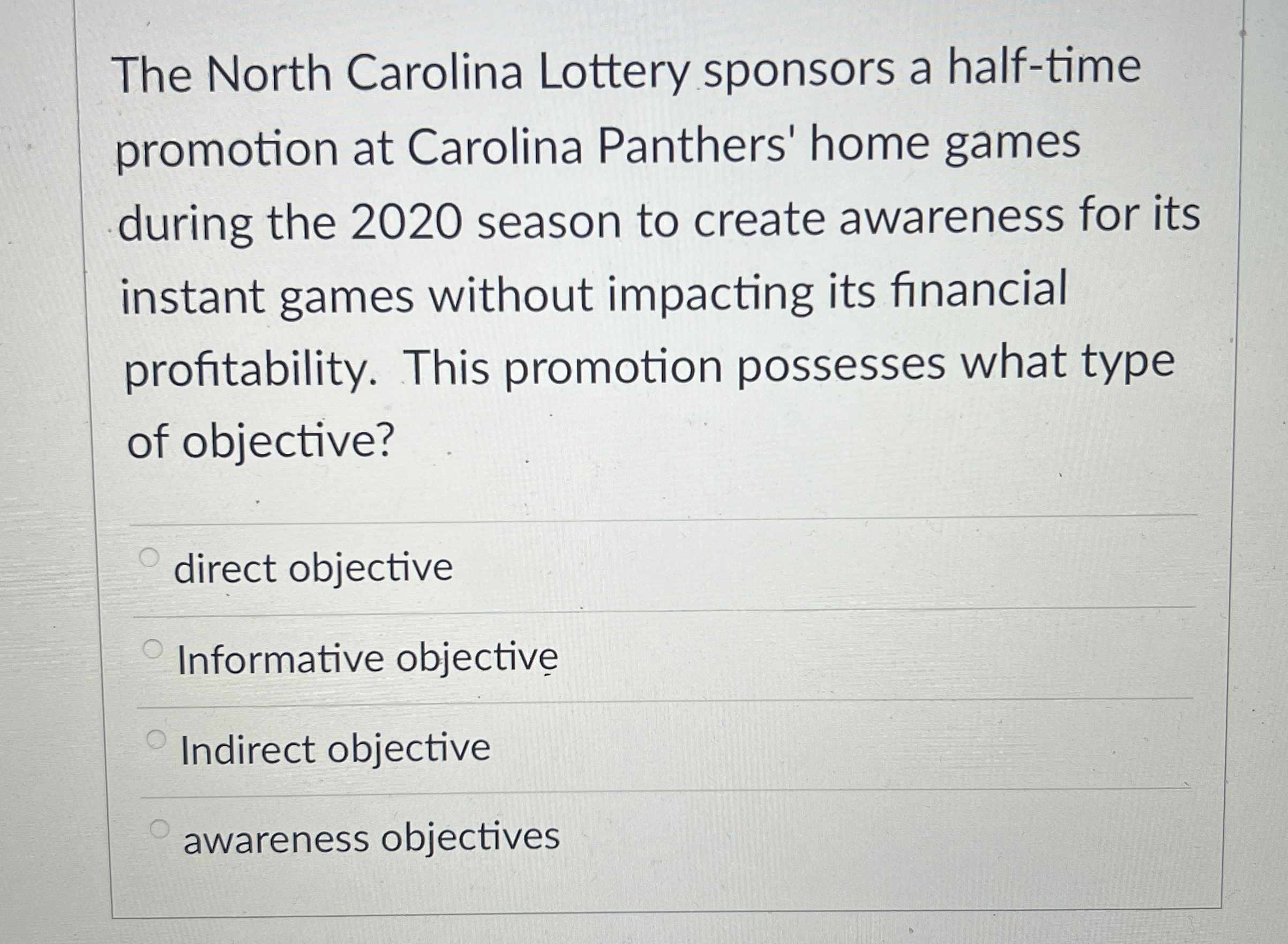 The North Carolina Lottery sponsors a half - time