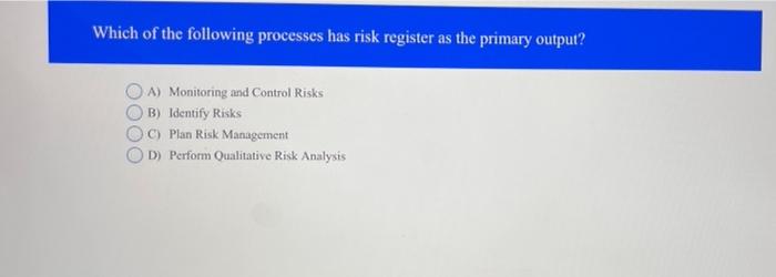 Which of the following processes has risk