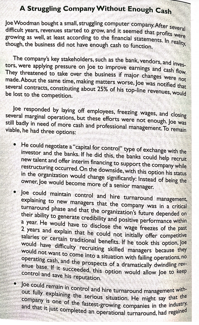 1. Of the three options available to Joe, which