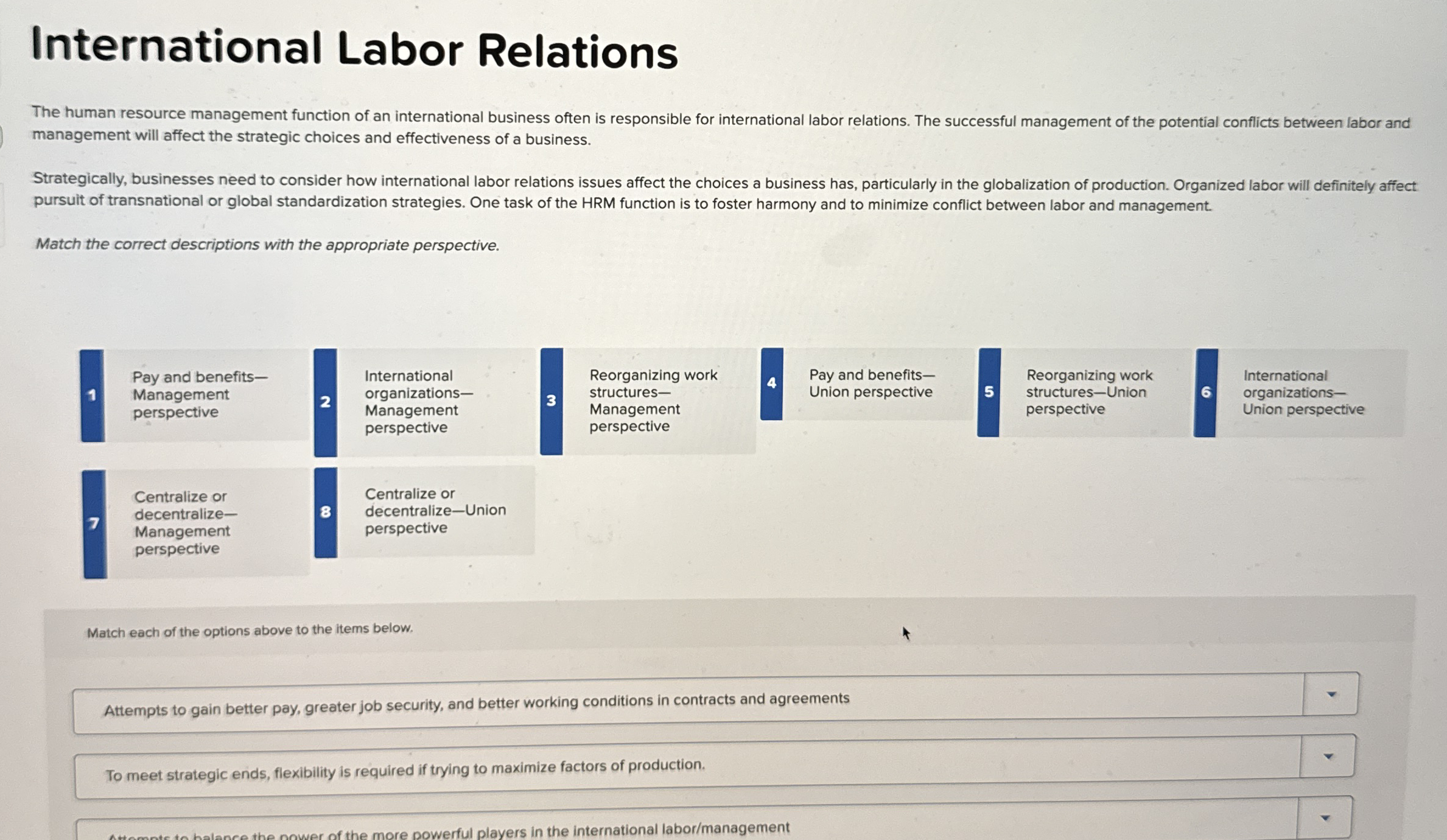 International Labor Relations The human resource