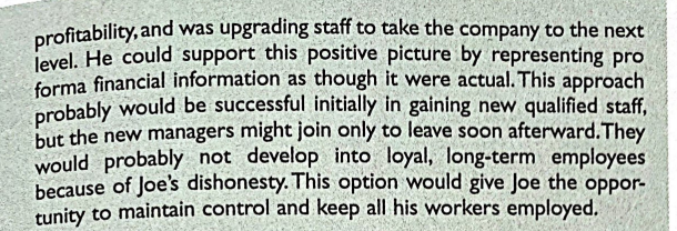 1. Of the three options available to Joe, which