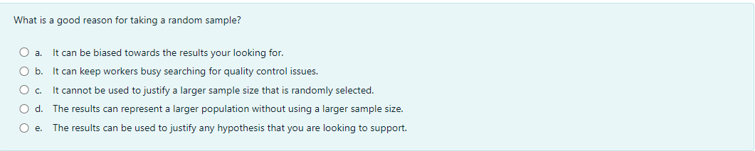 What is a good reason for taking a random sample?