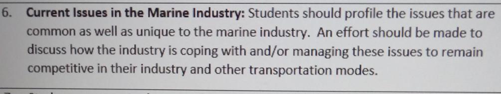 6. Current Issues in the Marine Industry: