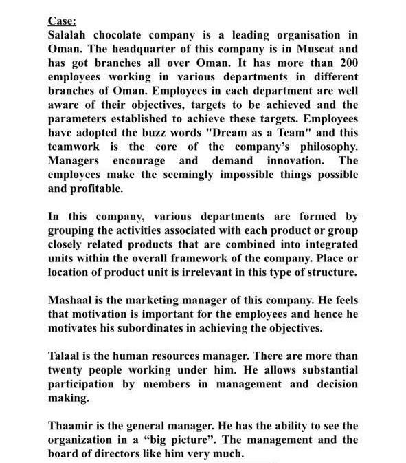 Case: Salalah chocolate company is a leading