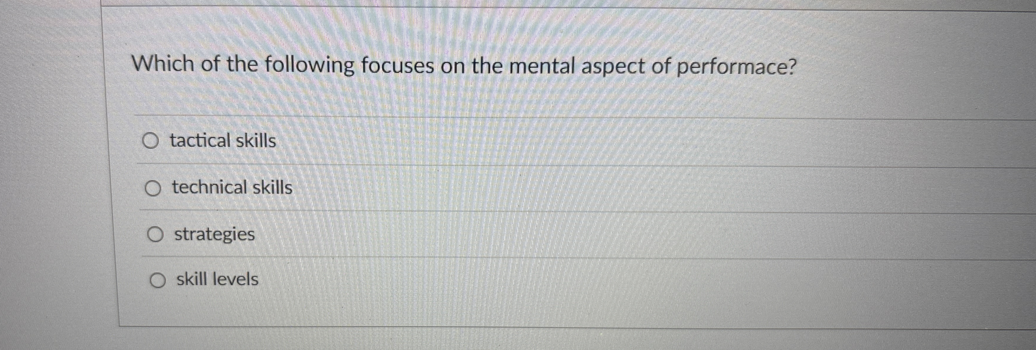 Which of the following focuses on the mental