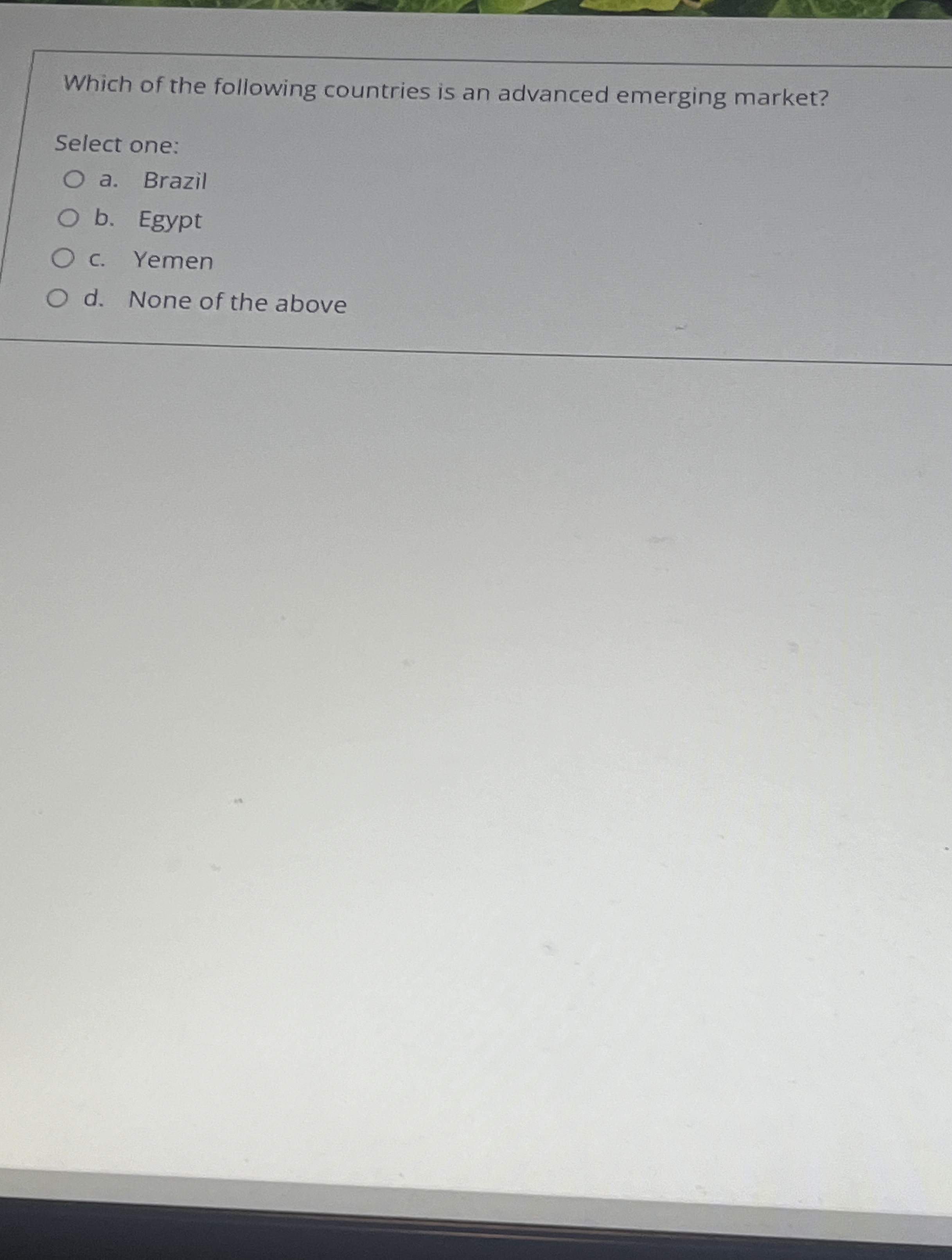 Which of the following countries is an advanced