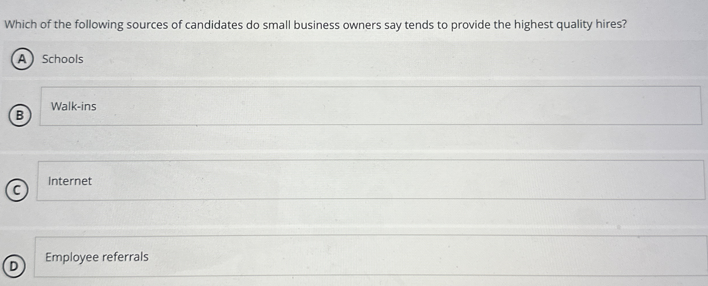 Which of the following sources of candidates do