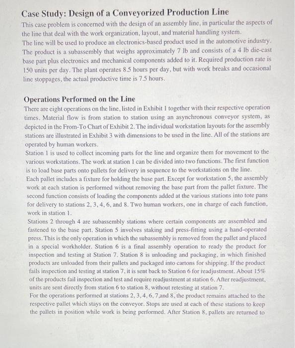 Case Study: Design of a Conveyorized Production