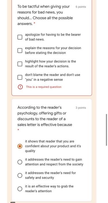 6 points To be tactful when giving your reasons