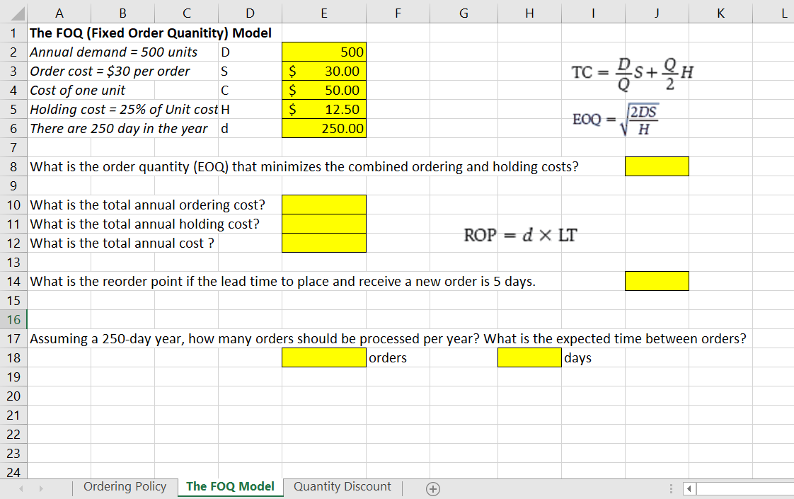 I L - Js + A B D E F G . I J K 1 The FOQ (Fixed