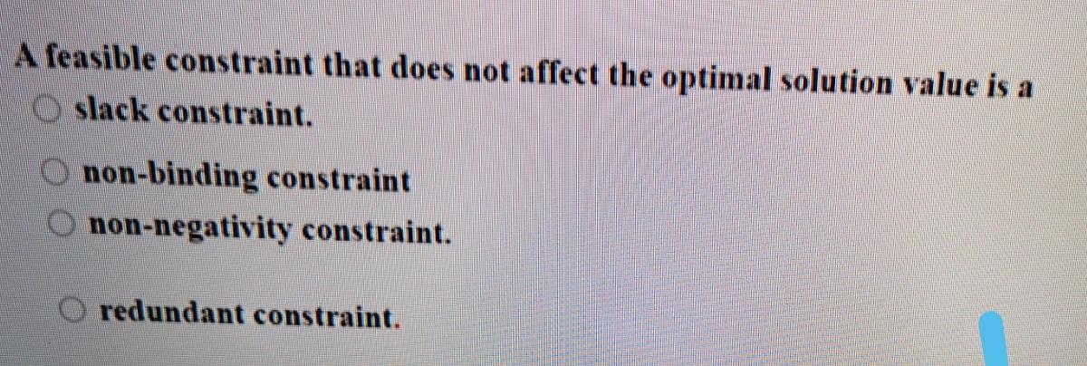 A feasible constraint that does not affect the