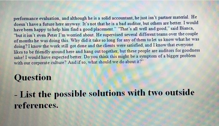 Question: List the possible solutions (at leat 3)