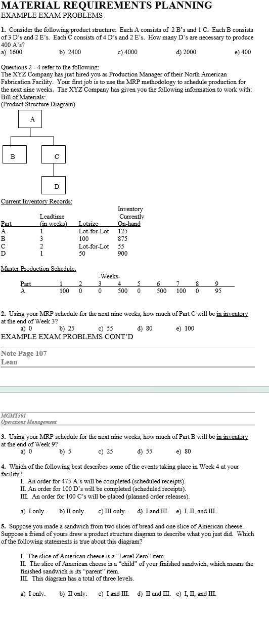 of 3 D ' s and 2 E ' s . Each C consists of 4 D '